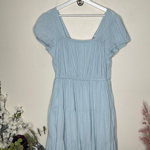 & OTHER STORIES Cotton Square Neck Smock Midaxi Dress Sky Blue {3P31} - Picture 7 of 11